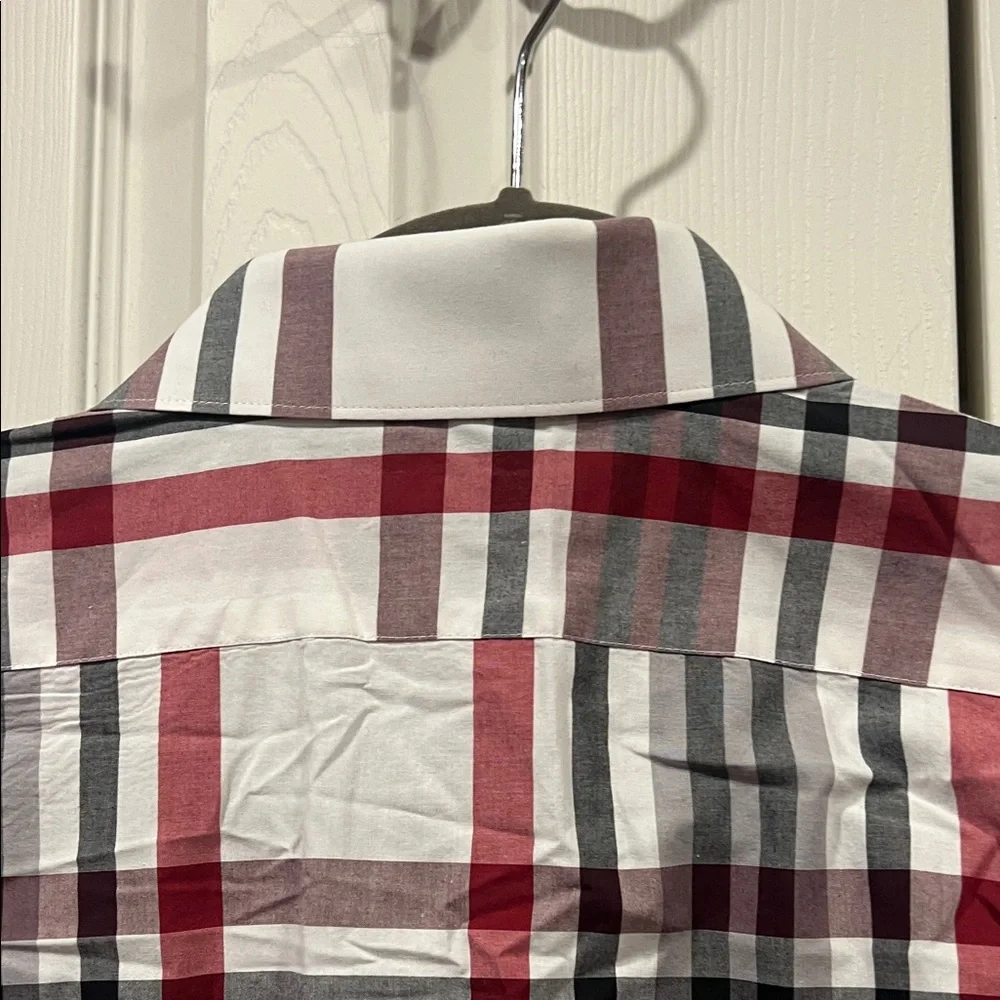 Express Men's Casual Plaid Shirt - Red, Black, White - Picture 9 of 9